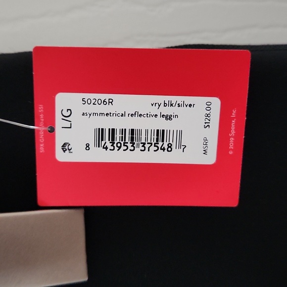 Spanx Black Asymmetrical Reflective Leggings NWT $128 Sz L Large - Picture 2 of 6